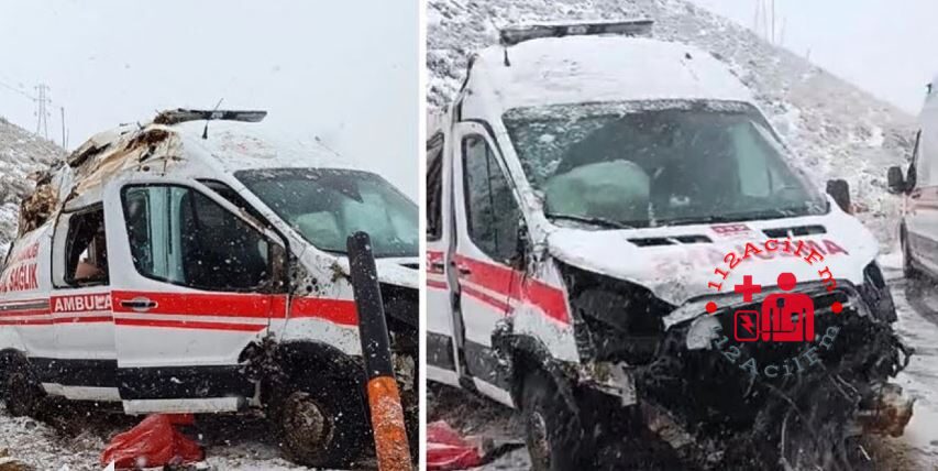 Hakkari Yüksekova'da Ambulans Devrildi 112 Acil Ekibi Yaralandı !